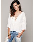 Free People Womens Fp One Ruffle Me Up Blouse - Lyst