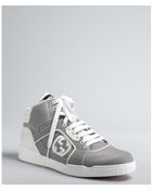 Gucci White Patent Leather and Canvas Hi Top Sneakers - Lyst