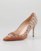 Manolo Blahnik Fabuliso Tweed Bow Pump Multi - Lyst