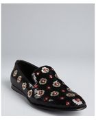 Prada Black And Silver Sequined Loafers - Lyst