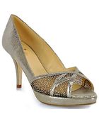 Kate Spade Bayla Anthracite Metallic Leather Pump - Lyst