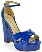 Kate Spade Isis Platform Sandal in Cobalt Patent Leather - Lyst
