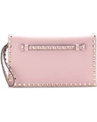 Valentino Rockstud Leather Clutch - Lyst