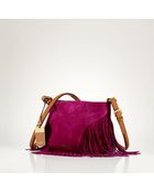 Lauren by Ralph Lauren Suede Fringe Crossbody - Lyst