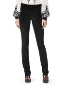 Oscar de la Renta Stretch Velvet Skinny Low Rise Pant - Lyst