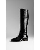 Burberry Distressed Detail Patent Leather Boots - Lyst