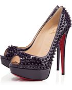 Christian Louboutin Lady Peep Spikes Patent - Lyst