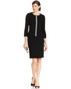 Tahari Faux-pearl-trim Jacket Skirt - Lyst