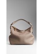 Burberry Small Signature Grain Leather Hobo Bag - Lyst