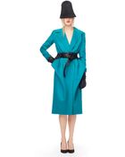 Oscar de la Renta Coat with Lapel and Draped Detail - Lyst