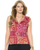 Lauren by Ralph Lauren Sleeveless Printed Ruffled - Lyst