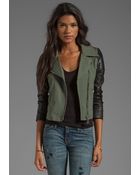 Doma Gabardine Lamb Leather Jacket in Green - Lyst