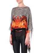 Roberto Cavalli Printed Silk Kaftan Top - Lyst