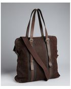 Berge' Dark Brown Washed Leather Large Tote - Lyst