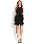 Milly Blair Ostrich Feather & Stretch Wool Dress - Lyst