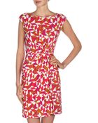 Donna Morgan Geometricprint Drape Dress Roseberrymulti - Lyst
