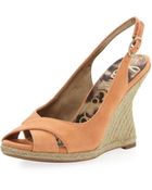 Sam Edelman Arianna Suede Raffia Wedge Slingback - Lyst