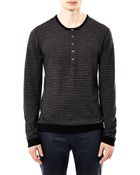 John Varvatos Stripe Henley Sweater - Lyst