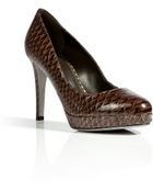 Sergio Rossi Python Pointy Toe Platform Pumps in Loden - Lyst