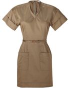 Victoria, Victoria Beckham Cotton Belted Dress - Lyst