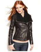 Michael Kors Leather Knit-trim Motorcycle Jacket - Lyst