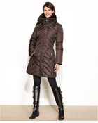 Michael Kors Hooded Faux Fur Collar Quilted Puffer - Lyst
