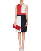 Michael Kors White/Red/Navy Wool Dress - Lyst