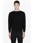 Saint Laurent Black Wool and Leather Zip_trimmed Sweater - Lyst