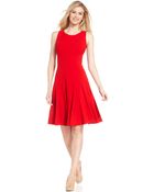 Calvin Klein Petite Sleeveless Seamed Dress - Lyst