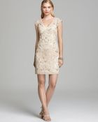 Sue Wong V Neck Dress Cap Sleeve - Lyst