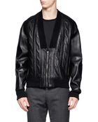 3.1 Phillip Lim Cableknit Embossed Leather Jacket - Lyst