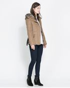 Zara Short Quilted Jacket with Hood - Lyst