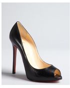 Christian Louboutin Black Leather Peeptoe Pumps - Lyst