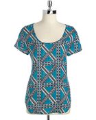 Lucky Brand Printed Boxy Top - Lyst