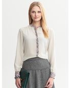 Banana Republic Silk Python Blouse Mineral Grey - Lyst