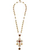 Dolce & Gabbana Goldplated Swarovski Crystal Cross Necklace - Lyst