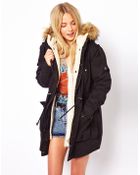 Asos Asos Fur Hooded Detachable Lined Parka - Lyst