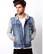 Asos Denim Jacket With Jersey Sleeves - Lyst
