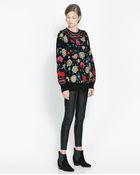 Zara Jumper with Embroidered Flowers - Lyst