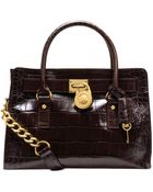 Michael Kors Hamilton East West Croco Satchel - Lyst
