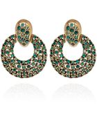 Oscar de la Renta Green Crystal Circle Clipon Earrings - Lyst