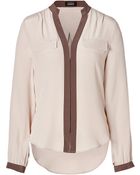 Steffen Schraut Silk Jolanda Contrast Blouse in Pearl - Lyst