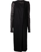 Plein Sud Leather Sleeve Coat - Lyst