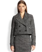 Burberry Cropped Tweed Jacket - Lyst