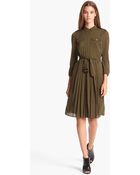 Burberry Belted Stretch Silk Dress - Lyst
