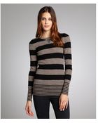 Autumn Cashmere Rye And Black Striped Cashmere Crewneck Sweater - Lyst