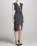 Donna Karan New York Belted Contrasttrim Dress - Lyst