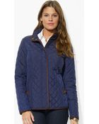Lauren by Ralph Lauren Faux Suede Trim Quilted Jacket - Lyst