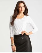 Ann Taylor Cotton Modal Scoop Neck Long Sleeve Tee - Lyst
