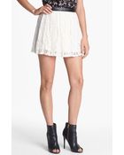 Jessica Simpson Katrina Faux Leather Trim Lace Skirt - Lyst